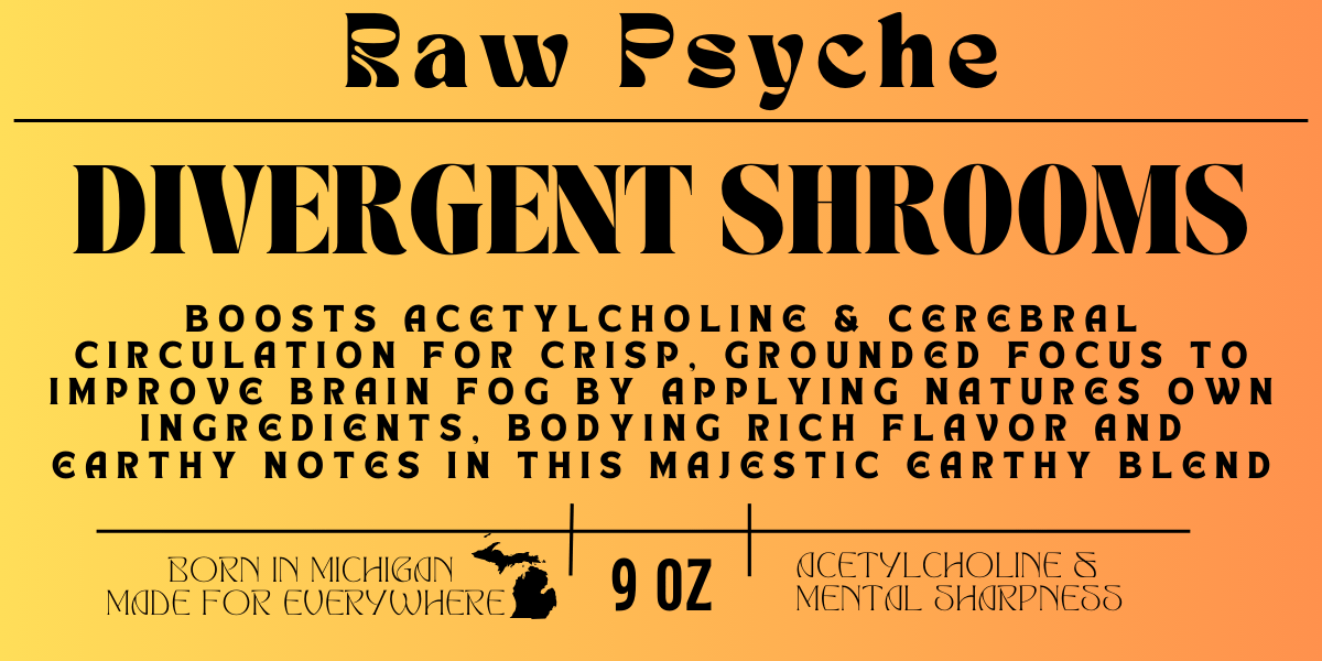 NeuroDivergent Shrooms Tincture - raw psycheTIN-DIVERGENT-2OZraw psyche2 oz