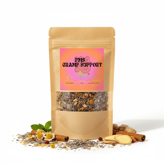 PMS + Cramp Support Herbal Blend (8 oz) - raw psycheraw psyche